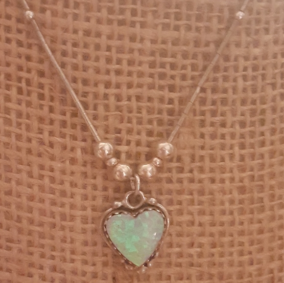 Sterling & Opal HEART Pendant 5Star - Picture 6 of 6